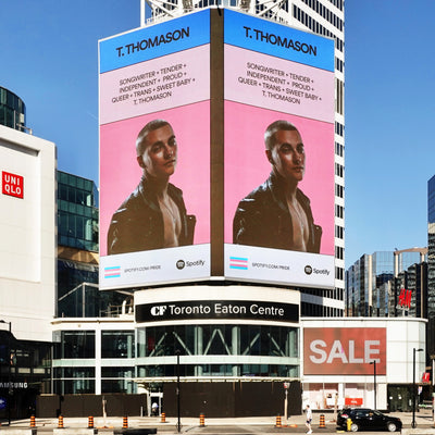 T. Thomason Featured on Spotify's Pride Billboard @ Yonge-Dundas Square in Toronto