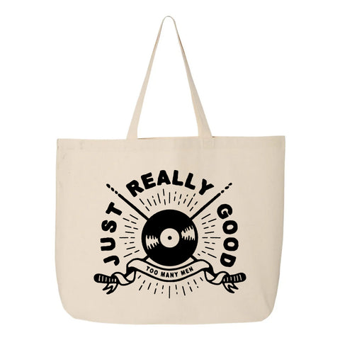 Oversized Tote Bag - Just Really Good 'Too Many Men' Logo